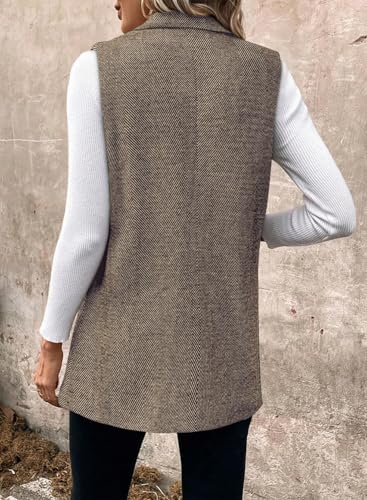 Happy Sailed Vest for Women Fall Winter Sleeveless Blazer Cardigans with Pockets4