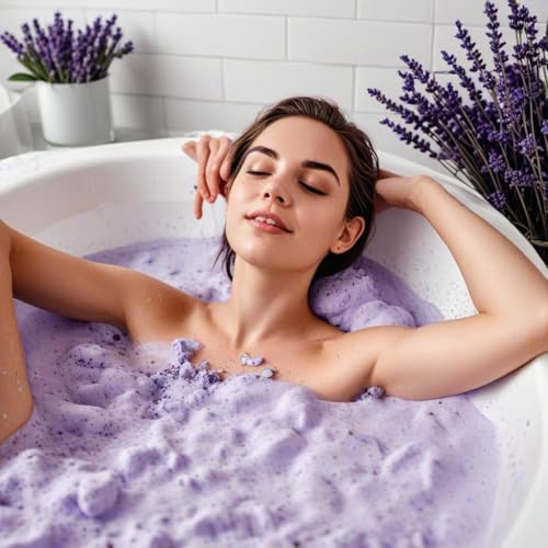 Image of Lavender Buds Bath Bombs for Bath Tub - Pack of 6-75g Each - Refreshing Hydrating Enchanting Aromatic Bath Bombs - Perfect Lavender-Fizzy Gift Set - Moisturizing Spa Experience