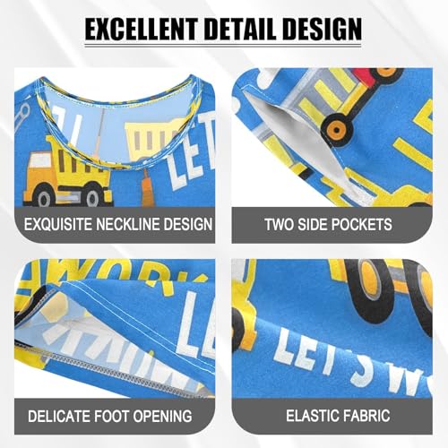 senya Short Sleeve Pajamas Sets Summer Cotton Sleepwear Construction Vehicle Clouds4