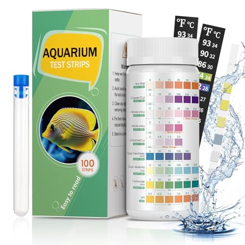 Pawfly 9 in 1 Aquarium Test Kit, Fish Tank Test Strips for pH Chlorine Nitrate Nitrite Carbonate Hardness Total Alkalinity Iron Copper, Freshwater Saltwater Test Kit