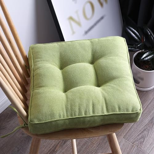 COITROZR Cojín de asiento para silla con cintas, juego de 2 unidades, 45 x 45 cm, cojín cuadrado de suelo de 10 cm de grosor, lavable, cojín decorativo para silla, oficina, exterior e interior (verde)