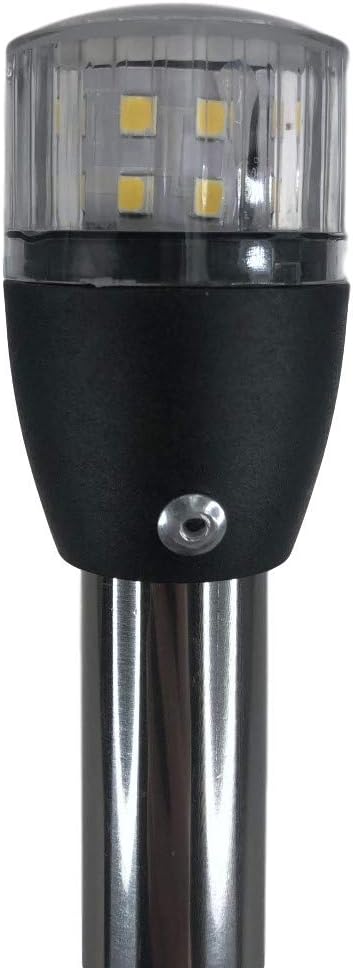 Pactrade Marine Boat Navigation Lights LED - 14.5 Inch White All-Round/Stern Light Pole (Folding Base, Surface Mount) - Boat Accessories for Pontoon, Yacht, Kayak