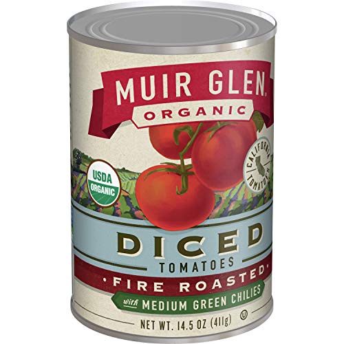 Muir Glen Organic Diced Fire Roasted Tomatoes With Medium Green Chilies 14.5 oz (Pack of 12)