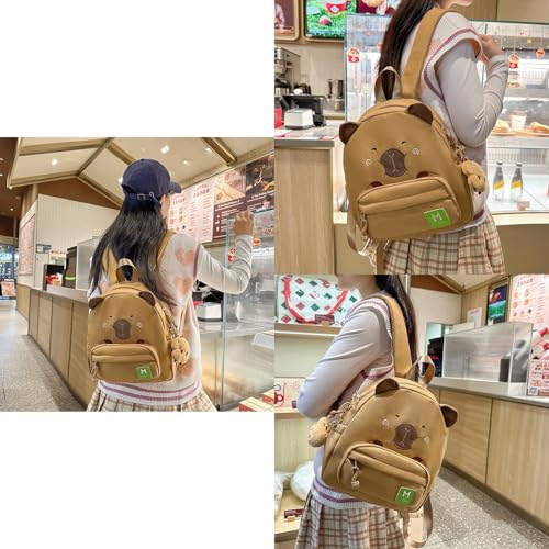 Capybara Backpack Nylon Capibara Bag Kawaii Capivara Backpack Cute Kapibara Bag Capy Bara Cappy Barra Daypack (Pink,Medium)4