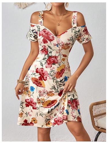 Image of Floerns Women's Boho Short Sleeve Flare Hem Swing Dress