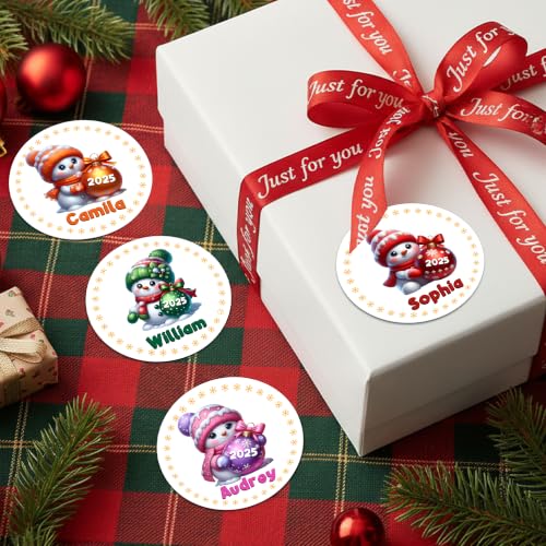 Image of Personalized Cute Christmas Snowman Stickers