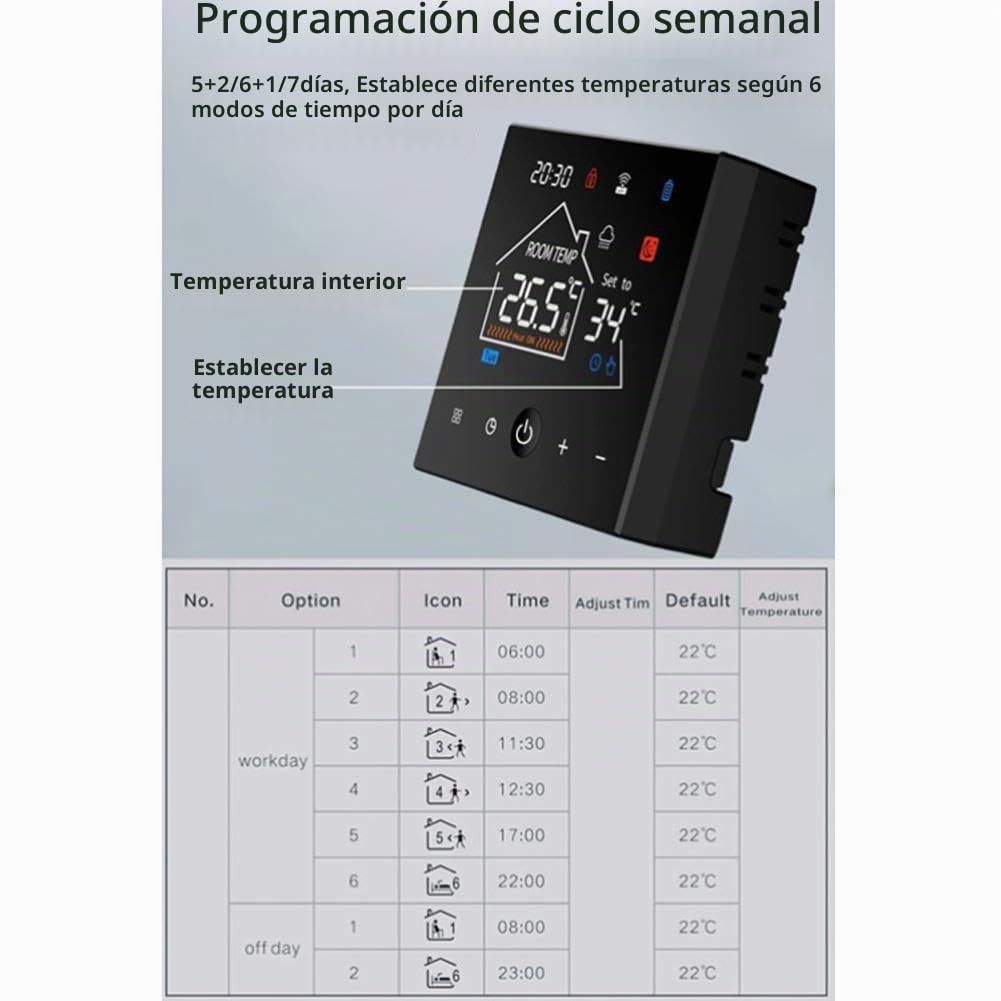 Termostato de caldera montado en la pared de gas WIFI con termostato programable de calefacción de suelo ajustes de temperatura flexibles Personaliza tu experiencia de calefacción