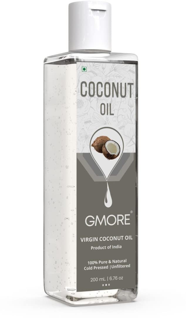 GMORE Extra Virgin Coconut Oil Bottle | 100% Pure & Raw Cold Pressed Coconut Oil | Unrefined & Centrifuged | Edible Grade for Cooking, Keto & Oil Pulling | Safe for Baby Massage, Hair & Makeup Removal - 200 mL. - Image 2 thumbnail