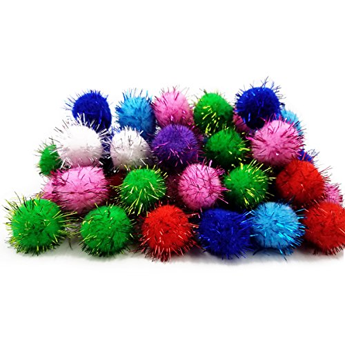 Samurita Assorted Sparkle Glitter Pom Poms Balls For Arts Craft Kids Diy Accessories(1.18 Inch,30Mm- 100 Pack) #TOP1