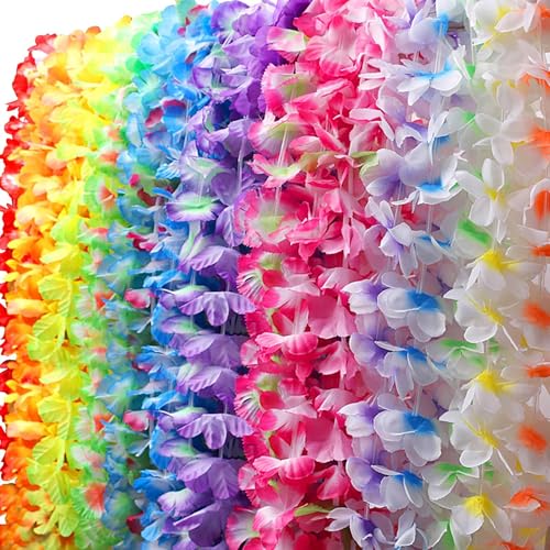 Myamy FITMOS02 Hawaiian Leis For Luau Party Decorations: Hawaii Lays Tropical Silk Flower Necklace Bulk Beach Birthday Themed Party Favors Decor 36 Counts thumb #2