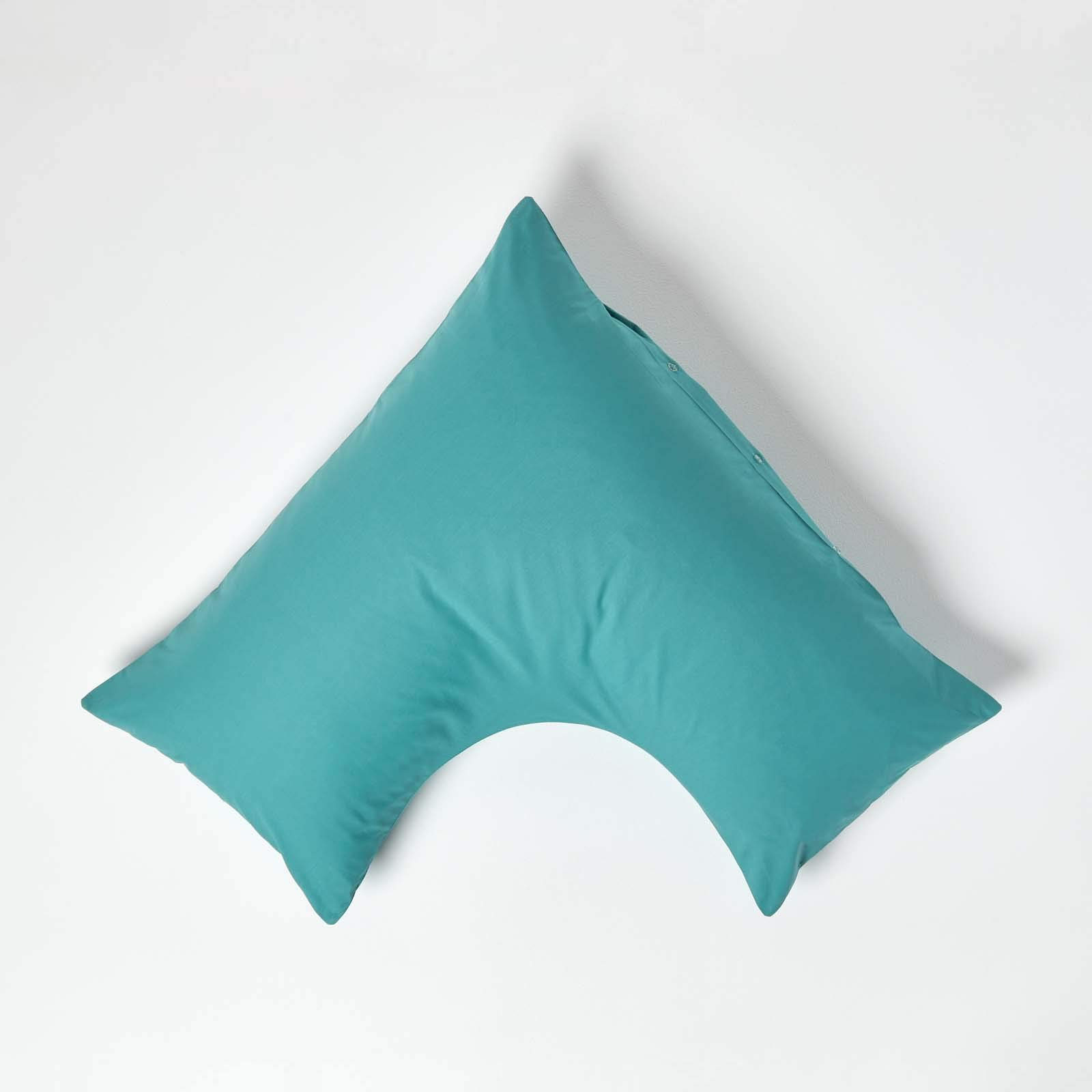 Homescapes Teal Pure Egyptian Cotton V-Shape Pillowcase 200 Tc 400 Thread Count Percale Equivalent Pillow Case For Nursing Pregnancy And Elderly