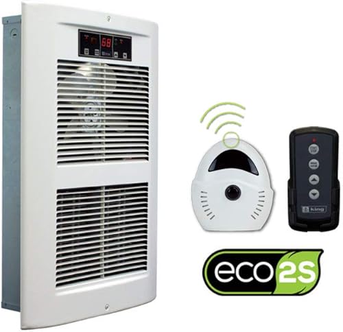 King Electric LPW2445-ECO-WD-R 240V, 2500-4500W Calentador de pared inteligente electrónico de 2 etapas con control remoto, color blanco
