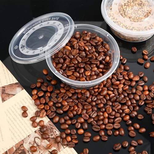 Image of Augshy 50 Sets 10 oz Clear Plastic Containers with Lids, Stackable Food Storage Boxes for Meal Prep Snacks and Desserts Microwave and Freezer Available Storage Boxes & Organizers