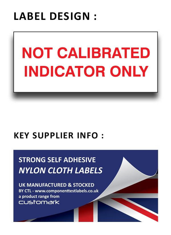 Not Calibrated - Vinyl/Nylon Cloth 38mm x 16mm Labels Stickers - Price per Pack of 140 Labels (P/NO. 7827331AMZ) - Image 2