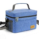 Lunch Bag for Men/Women, Insulated Reusable Lunch Box Leakproof Cooler Tote Bag Freezable with Adjustable Shoulder Strap for Office Work Picnic Beach(Blue)