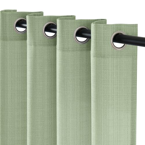jinchan Linen Textured Curtains 63 Inch Length 2 Panels for Living Room Heathered Green Curtains Grommet Top Light Filtering Window Drapes for Bedroom by jinchan - Image 6