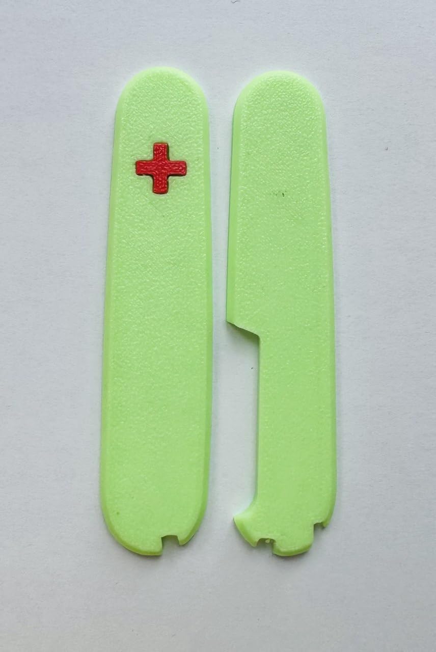 Replacement Covers For Victorinox Scales Plus 91mm Plastic Handles With Extra Pen Slot And Glowing Cross (Glowing Green)