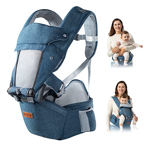 Image of besrey Baby Carrier with Hip Seat Newborn to Toddler, Summer Mesh Front Facing Infant Carrier, Baby Body Holder Chest with Back Support, Front Back Pack with Strap for Men Women Hiking Lumbar Support