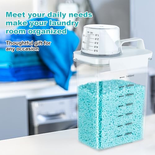 Washing Powder Storage, 1800ML Laundry Powder Storage, Laundry Detergent Dispenser with Lid and Carry Handle, Detergent Container for Fabric Softener,Scent Booster,Laundry Powder - Image 7