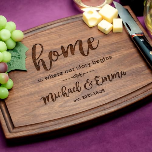 Straga Personalized Cutting Boards | Handmade Wood Engraved Charcuterie | Custom Housewarming, Home Purchase Gift for Homeowners, Rest Estate Agents (First Home Design No.925)