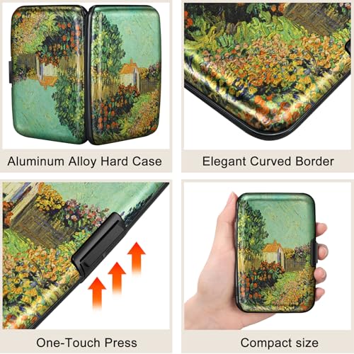 Image of ELFISH Mini RFID Aluminum Wallet Credit Cards Holder Business Card Case Metal ID Case for Men Women(Scenery)