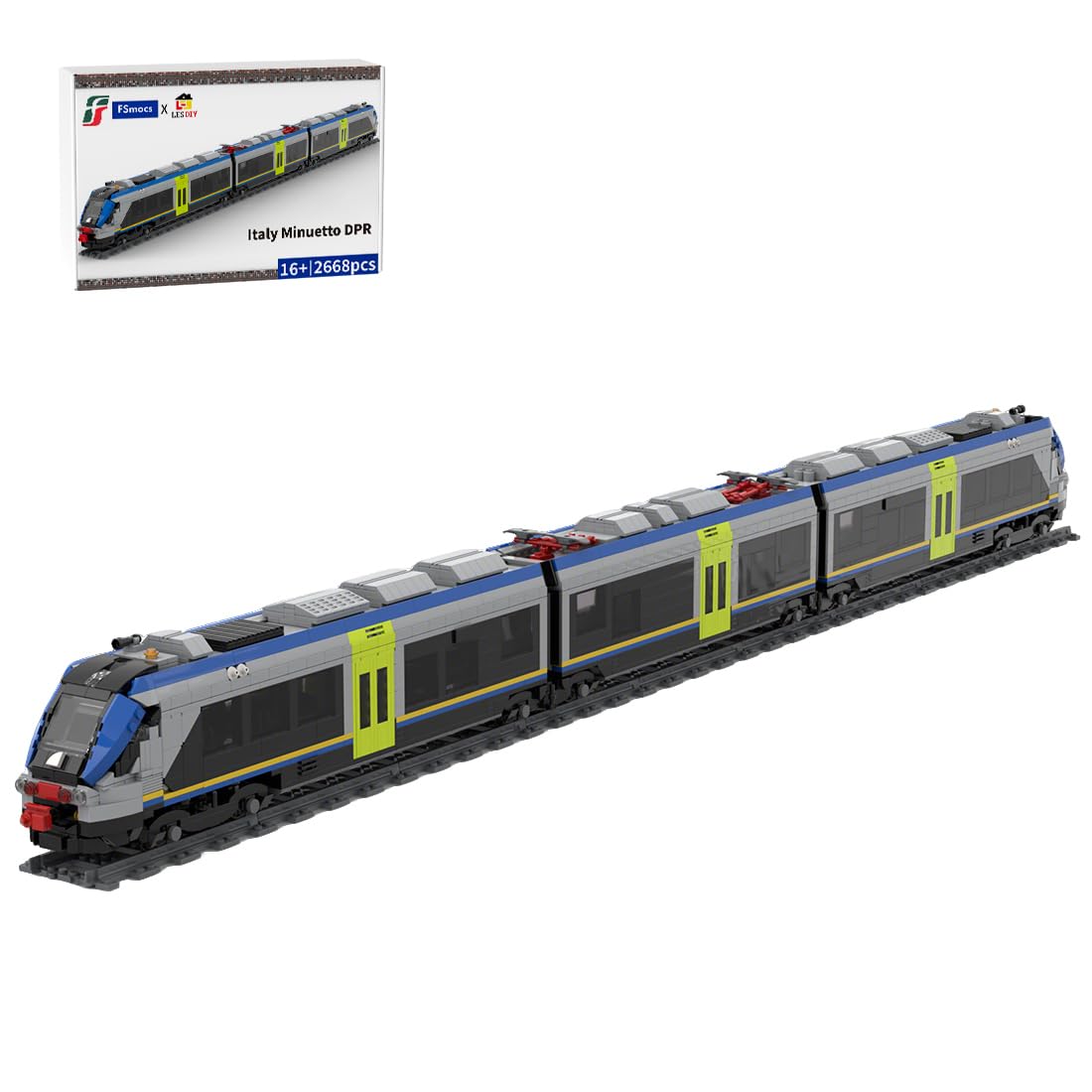 LootPop Building Blocks Train, Italian Steam Locomotive Building Blocks Train Model, Detailed Railway Exhibition Set for Collectors, A Gift for Adults and Fans of Retro Trains