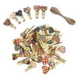 Tamaño: Cada clip de madera de color mide aproximadamente 3,5 cm de largo, aproximadamente 0,7 cm de ancho, y el corazón mide aproximadamente 2,1 cm de ancho, es pequeño y delicado, fácil de transportar y no ocupa espacio cuando se almacena.