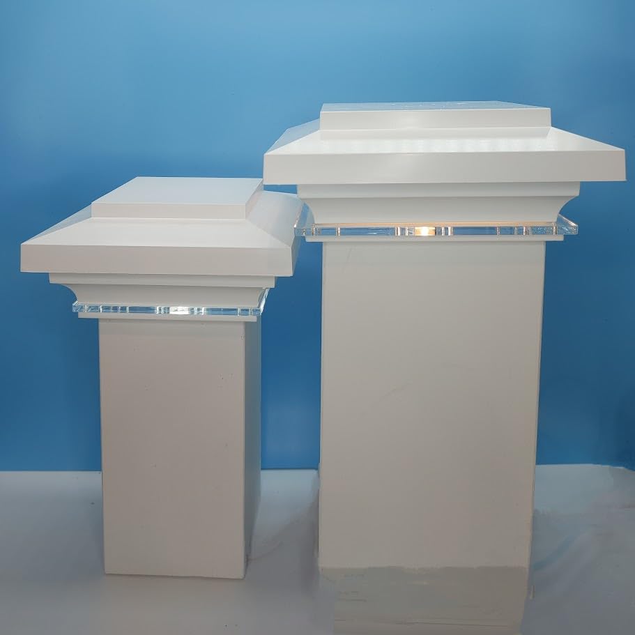 DekLights® LED Post Cap Light Module for Timbertech/Azek Railing Posts. Our Glass Edge Style Module to use with Your existing Cap. Installs Between Your Cap and Post.