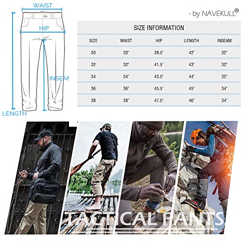 Navekull Men's Outdoor Tactical Pants Rip Stop Lightweight Waterproof Military Combat Cargo Work Hiking Pants Black #TOP6