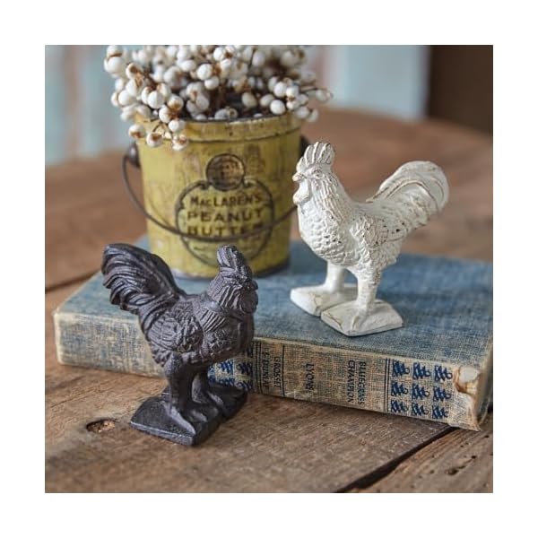   Colonial-Tin-Works-Cast-Iron-Rustic-Brown-Rooster-Figurine-35-inch-Height-Tabletop-Decoration-Black-370973