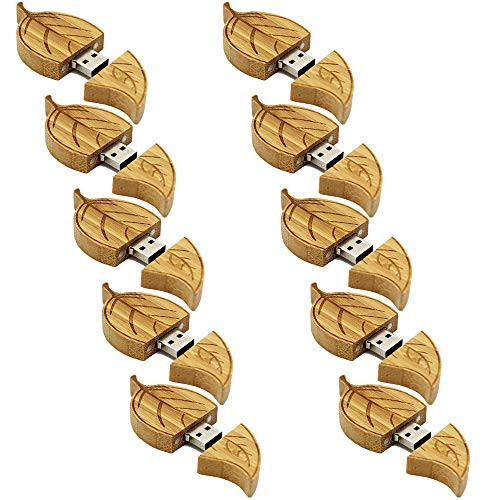 Clé USB en forme de feuille A Plus+ 32Go, lot de 10 clés en bambou pour le bureau nomade
