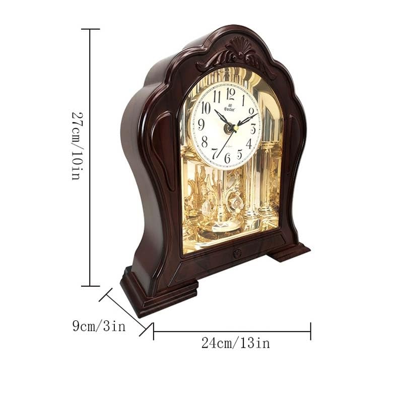 Reloj de repisa de Madera Dorado champán con péndulo oscilante, Esfera fácil de Leer, Reloj mecánico de Mesa for Sala de Estar, Oficina y decoración del hogar.(A)