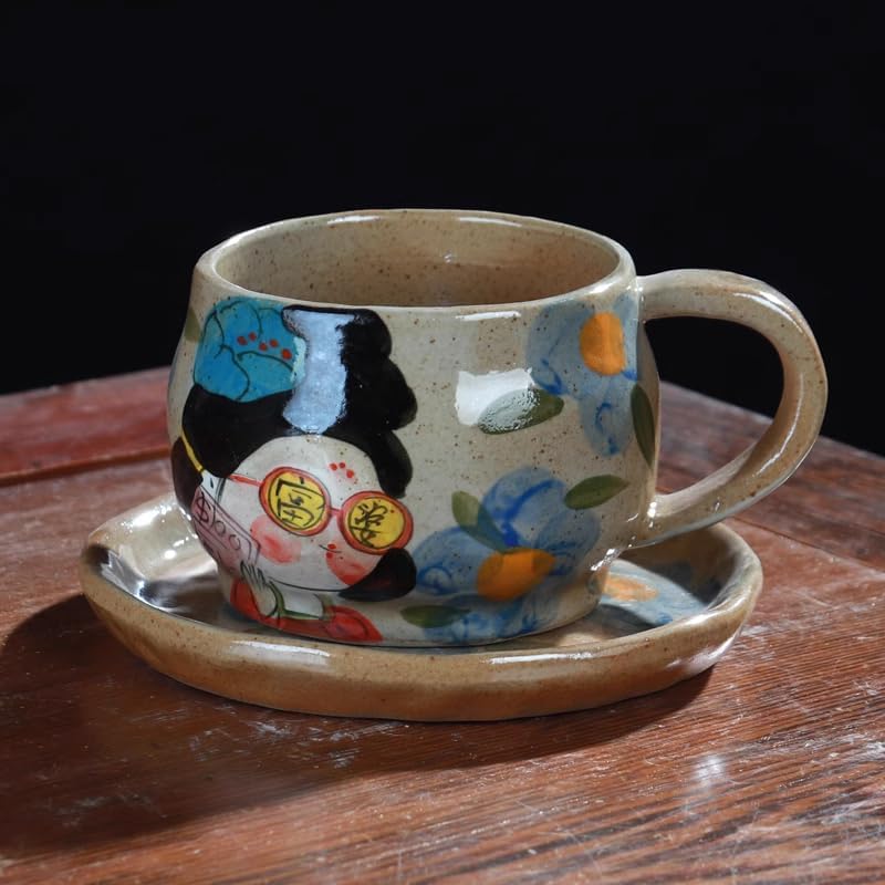 Ceramic Coffee Cup Saucer Set – Includes Mug, Water Cup, and Breakfast Milk Cup-style1