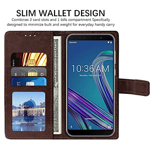 Image of Flip Cover Compatible with Asus Zenfone Max Pro M1 | Premium Leather Finish | Inbuilt Pockets & Stand | Flip Cover Back Case for Asus Zenfone Max Pro M1 (Coffee)