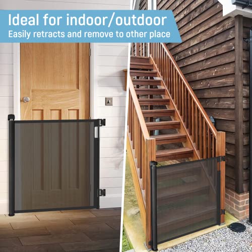 Retractable Baby Gate, Baby Gate For Stairs, Retractable Dog Gate, Baby Gate With Door 33" Tall, Extends To 55" Wide, Mesh Safety Pet Gate For Staircases, Indoors, Outdoors And Hallways, Black #TOP4