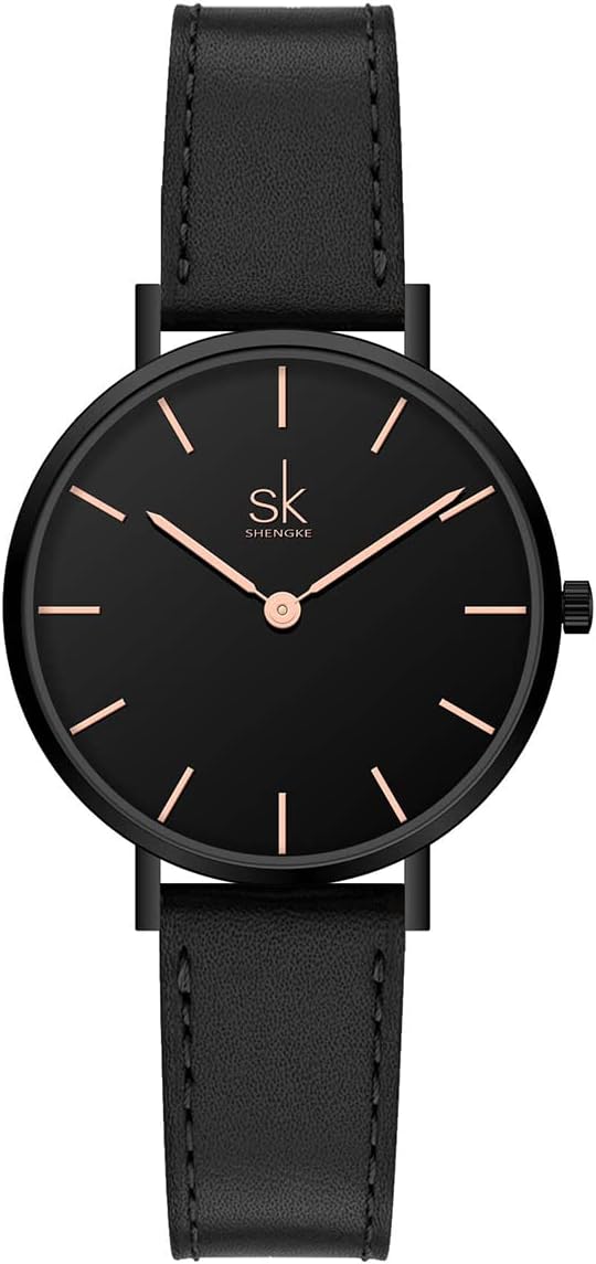 SK Ultra Thin Minialist Women Watches Simple Two Hands Ladies Dress Watch Leather Strap