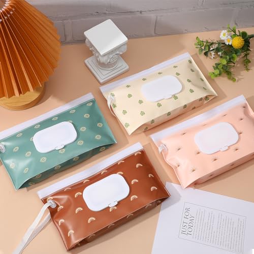 image for FEBSNOW 4 Pack Baby Wipes Dispenser Portable Wipes Container Refillabl