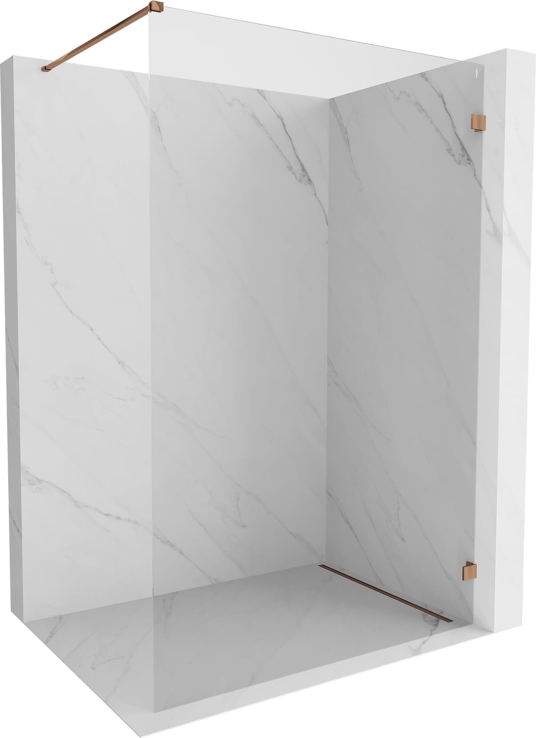 Mexen Lunar Parete Doccia Walk-In Destro 70x200 Trasparente 8mm Oro Rosa