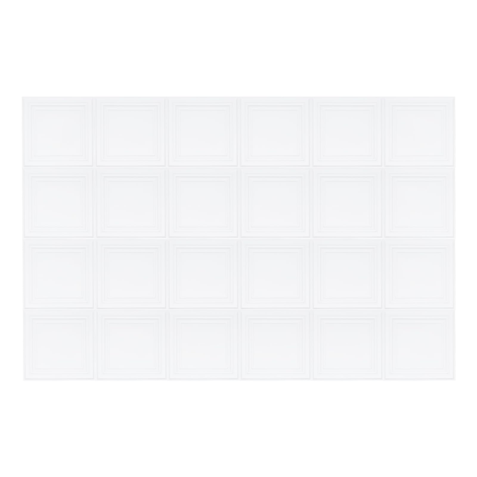 24PCS PVC-Deckenplatten Decken Verkleidungen 60x60x1.5cm(Weiß) | Dekorative Deckenfliesen aus PVC Quadratisches Wandfliesen Kunststoff-Deckenfliesen zum Aufkleben für Wohnzimmer