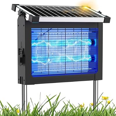 Solar Bug Zapper Outdoor, Mosquito Zapper 4500V Cordless Waterproof, Auto On/Off, Portable Type-C & Solar Powered Bug Zapper, Electric Mosquito Trap Fly Zapper Killer for Patio Garage Yard Camping