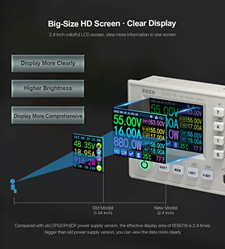 Rd Rd6018 Dc Power Supply Variable Adjustable Lab Bench Power Supply Buck Converter Step Down Switching Regulated 4-Digital Lcd Display 60V 18A 1080W #TOP2