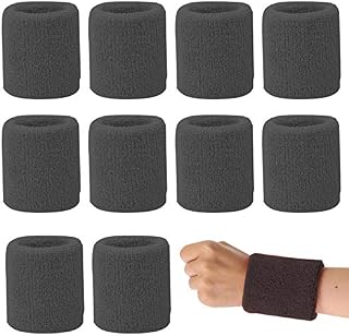 10 Pcs Sweatbands Sports Wristbands Elastic Sweat Arm Bands Absorb Wrist Sweat Bands Adult Men Unisex Wristbands Black Cotton Exercise Wristbands for Men Women Gym Tennis Running Football Basketball