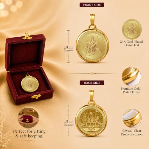 Image of DIVINITI 24K Gold Plated Double-Sided Religious Pendant with Premium Gift Box, Spiritual Locket for Men & Women, Devotional Jewellery for Gifting & Everyday Wear