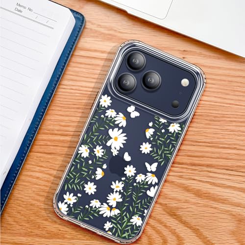 GYZYA for iPhone 17 Pro Case Clear 6.3 Inch with Design, Protective Slim TPU Cover + Shockproof Bumper for Women and Girls (Little White Daisy) by GYZYA - Used condition - Image 6