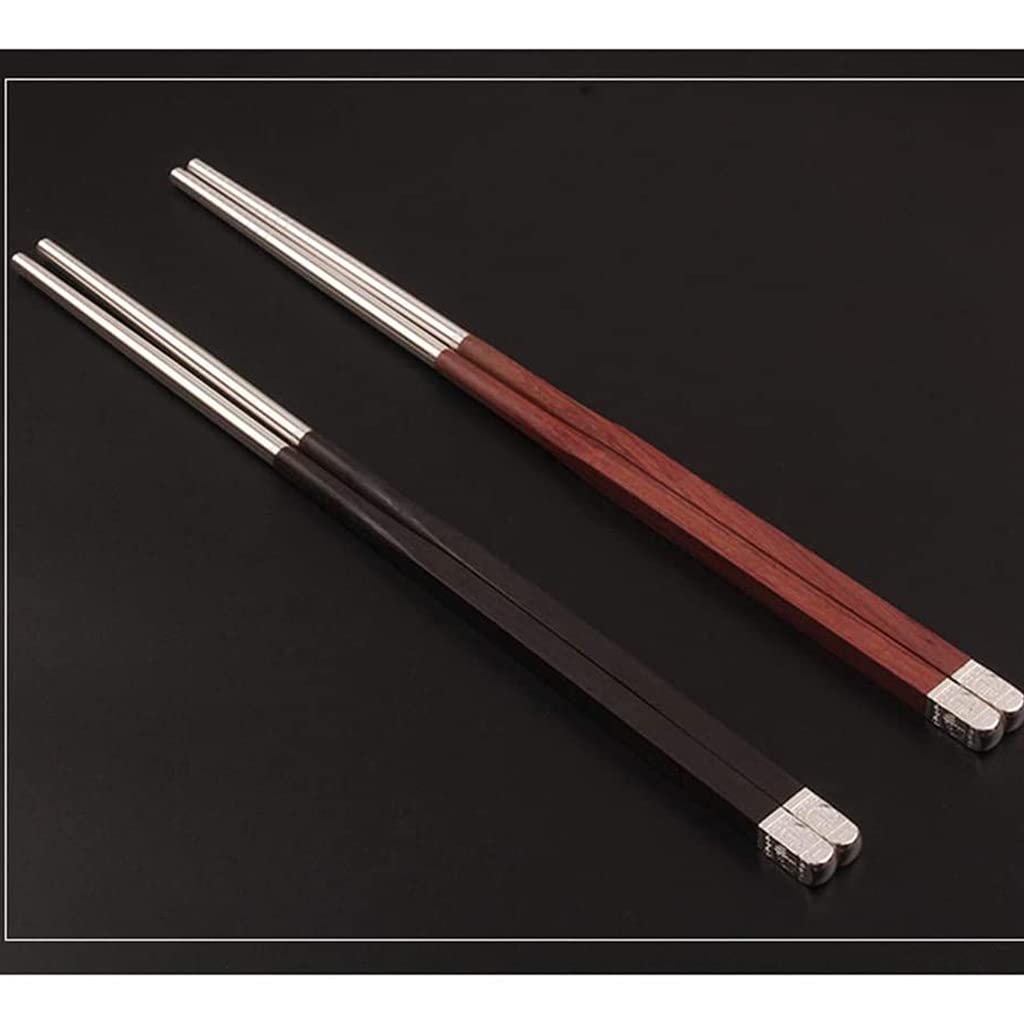 Juego de Regalo de Palillos japoneses de Madera y Plata con Estuche, Reutilizables, de Lujo, de Madera Natural, para Sushi.，A