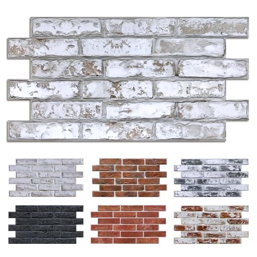 Commomy 12 Piezas Paneles de Pared de Ladrillo 3D, 58 x 30 cm, PVC Paneles Decorativos para Pared, Impermeable, Autoadhesivo, Revestimiento de Paredes para Sala, Dormitorio, Cocina (2,08 m²)