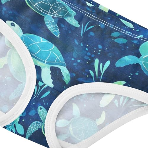 Wusikd Sea Turtles Girls' Underwear Cotton Blue Girls Briefs Soft Toddler Underwear 2T4