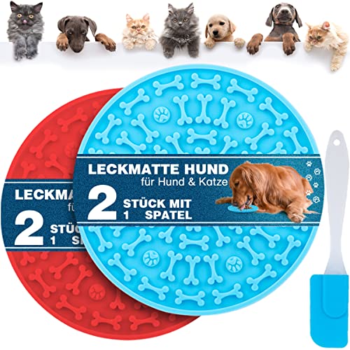 serda-run Tapis de ​Lèche Chien, 2 pièces Tapis à Lécher pour Chien avec 1 Spatule en Silicone,sans BPA, Tampons à Lécher pour Animaux de Compagnie pour Le Bain,Le Garniture et L'entraînement Cover