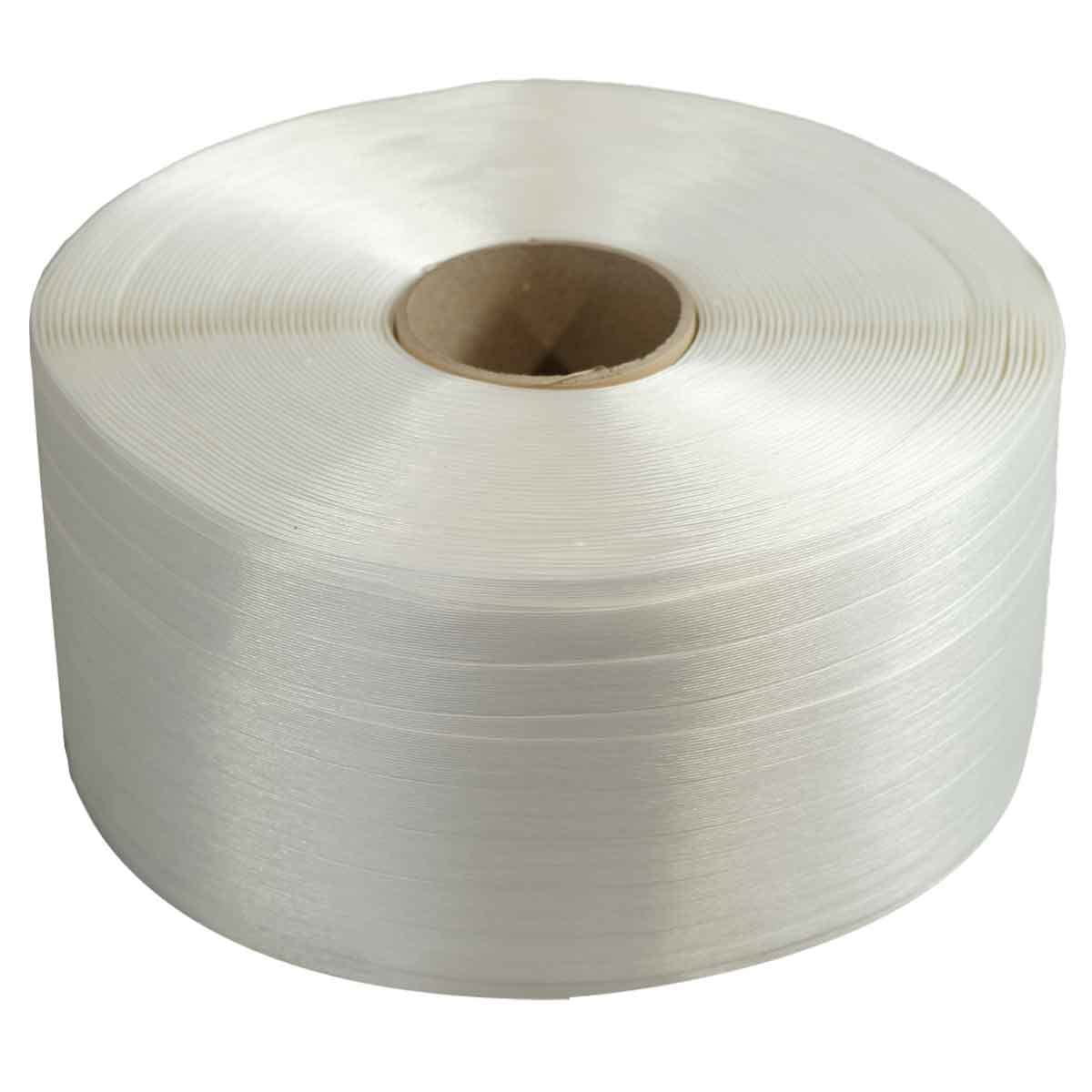 TECPLAST Feuillard Polyester Fil à Fil 13 mm x 1100 m FF - Qualité Pro - Feuillard de cerclage Textile Pet pour Charges Lourdes