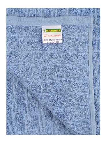 Image of RAMRAJ COTTON Premium Soft and Absorbent | Terry Towel | Size : 75 cm *150 cm - Blue